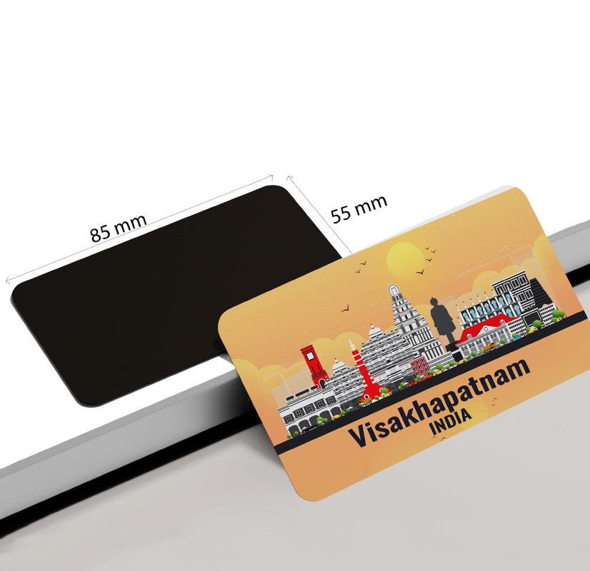 dhcrafts Rectangular Rubber Fridge Magnet / Magnetic Card Orange India Visakhapatnam Design Pack of 1 (8.6cm x 5.4cm)